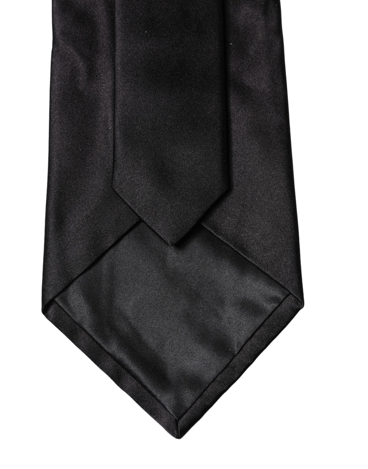 Dolce & Gabbana Black Solid Satin Silk Adjustable Women Necktie Tie