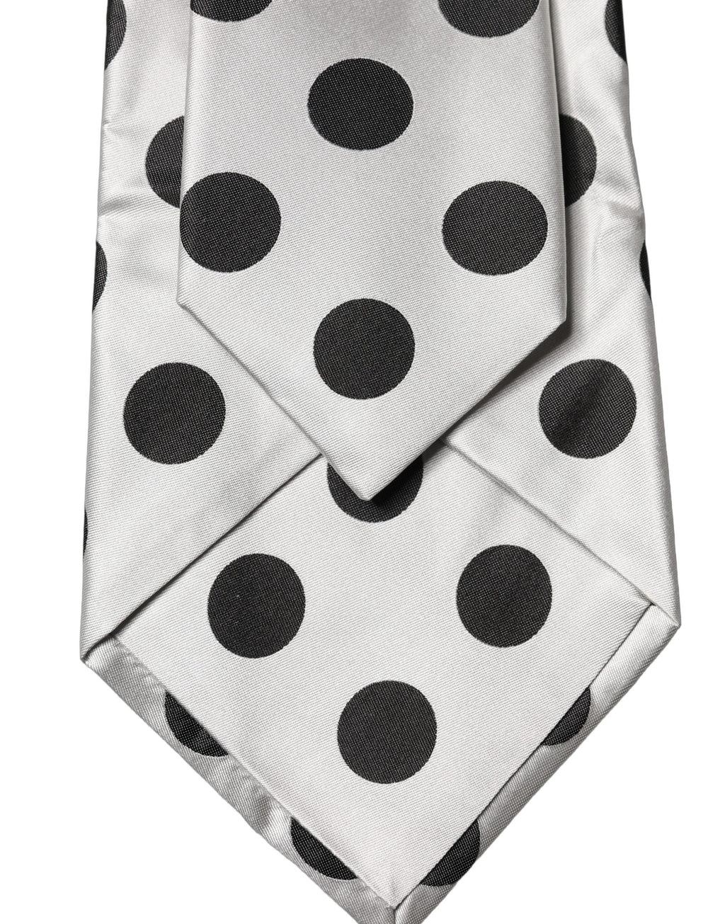 Dolce & Gabbana White Black Polka Dot Silk Adjustable Women Necktie Tie