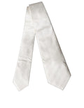 Dolce & Gabbana Off White Geometric Silk Adjustable Women Necktie Tie