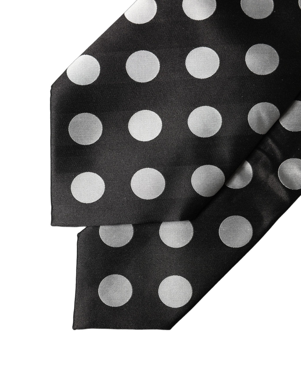 Dolce & Gabbana Dark Gray White Polka Dot Silk Adjustable Women Necktie Tie