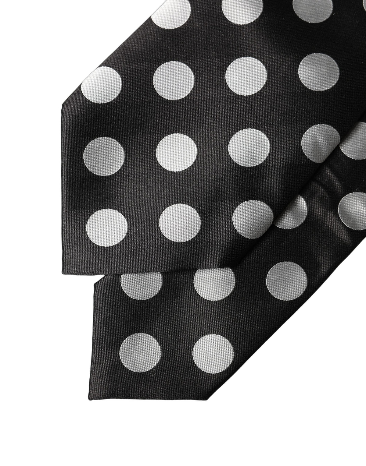 Dolce & Gabbana Dark Gray White Polka Dot Silk Adjustable Women Necktie Tie