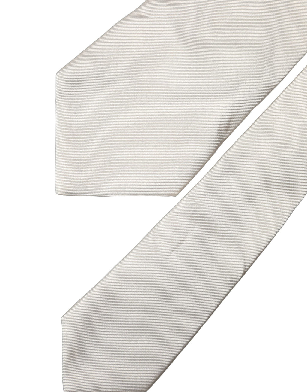 Dolce & Gabbana Off White Solid Silk Adjustable Women Tied Necktie Tie