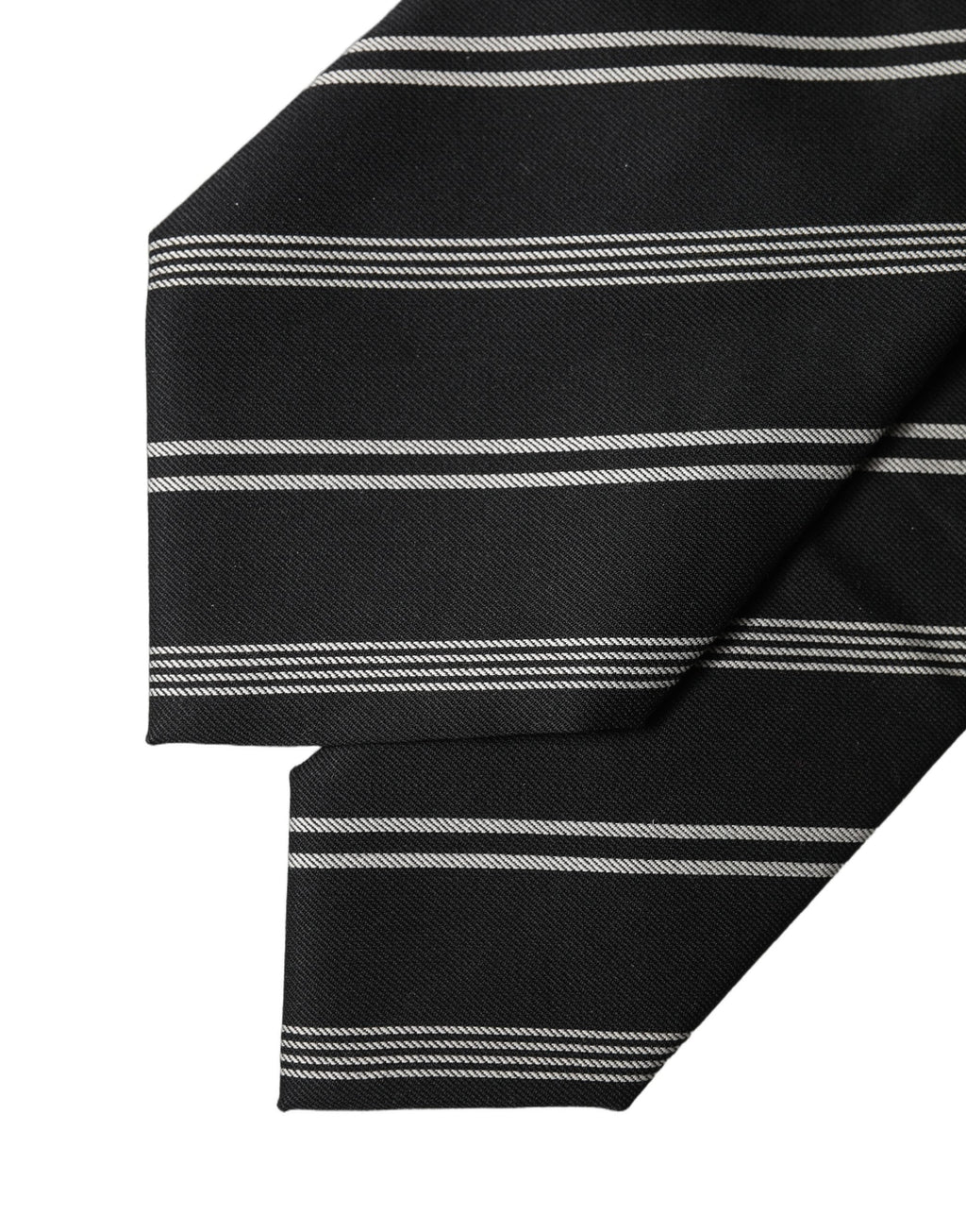 Dolce & Gabbana Dark Gray White Stripes Silk Adjustable Women Necktie Tie
