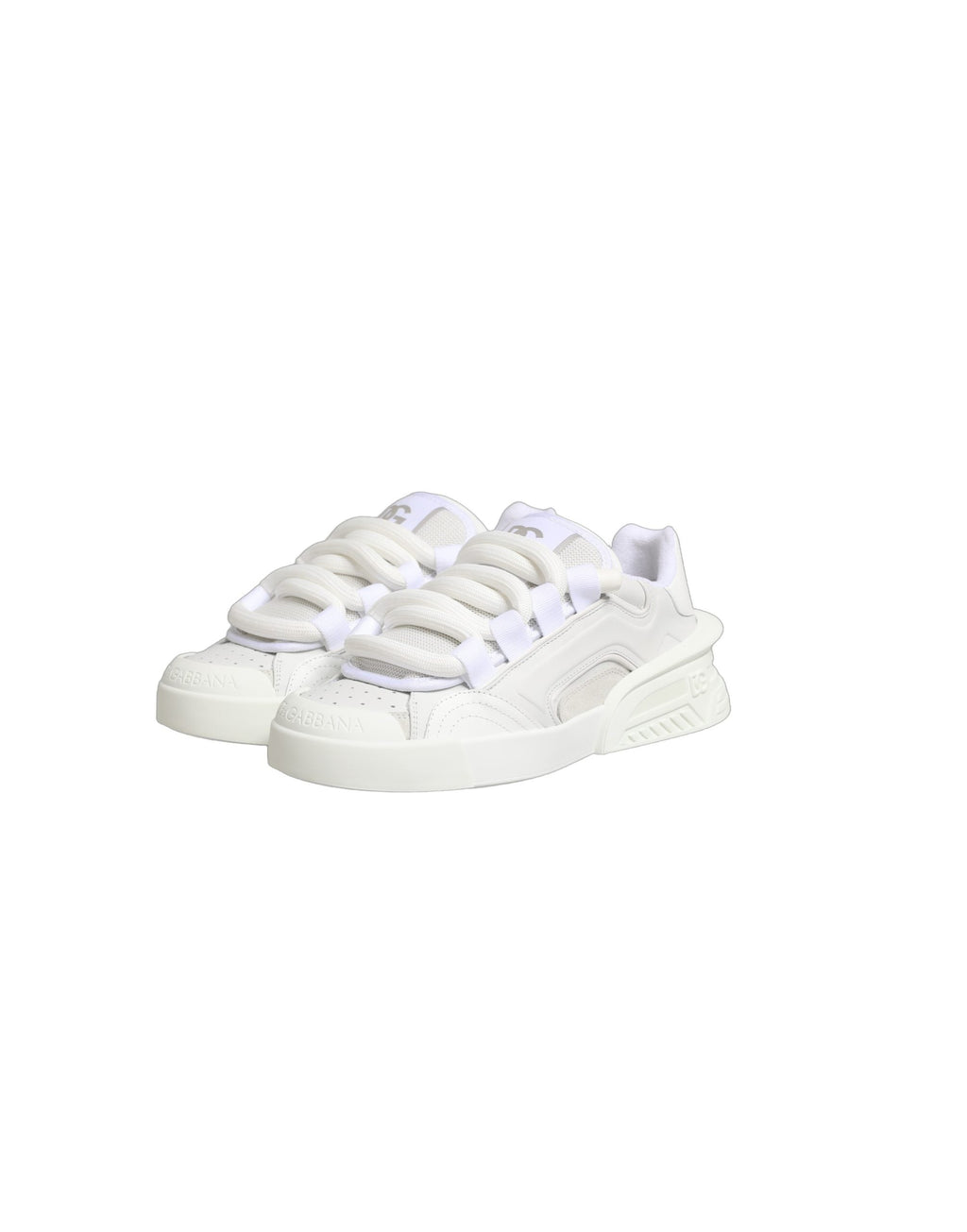 Dolce & Gabbana White Calfskin Leather Low Top Sneakers Shoes