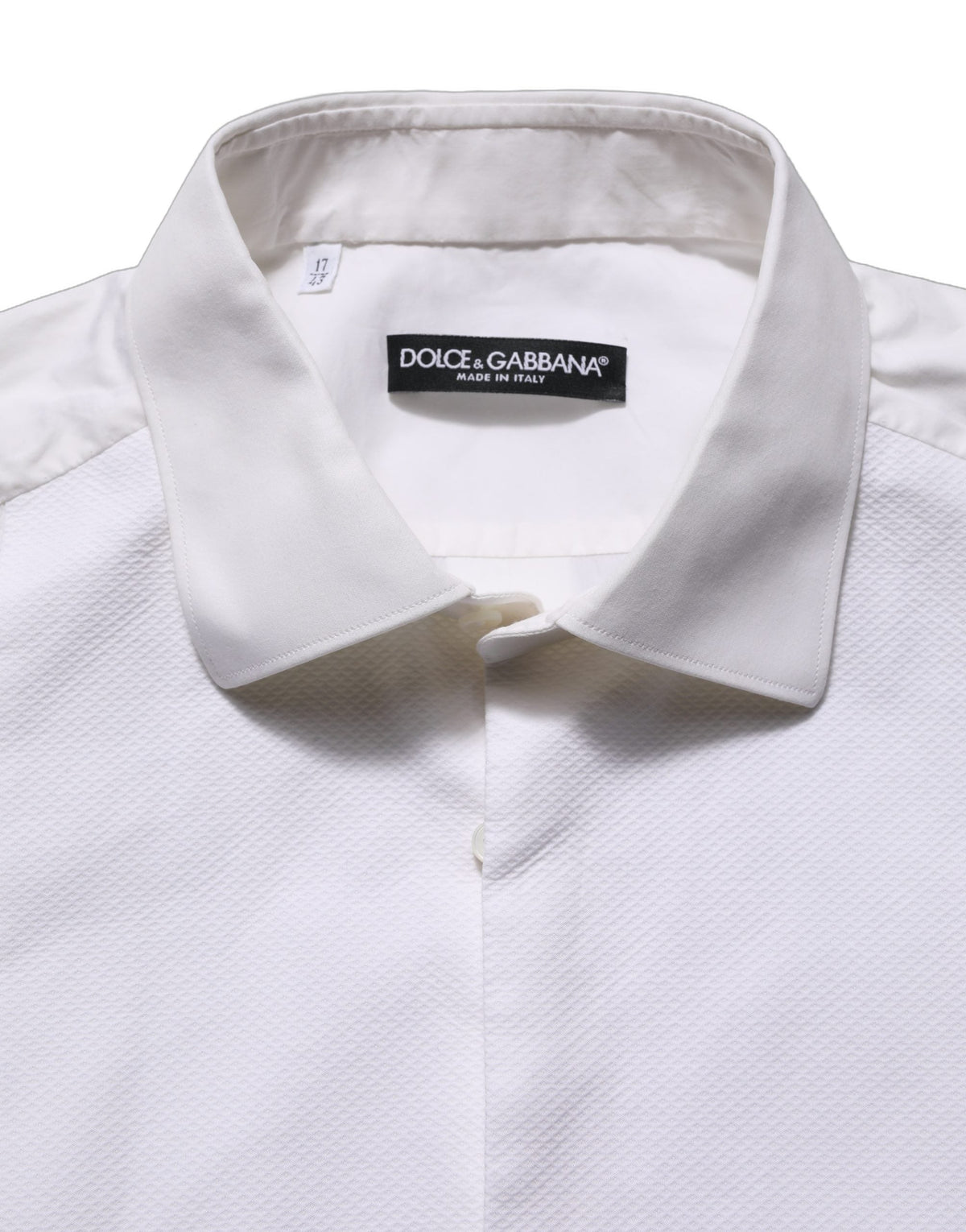 Dolce & Gabbana White Bib Cotton Poplin Dress Formal Shirt