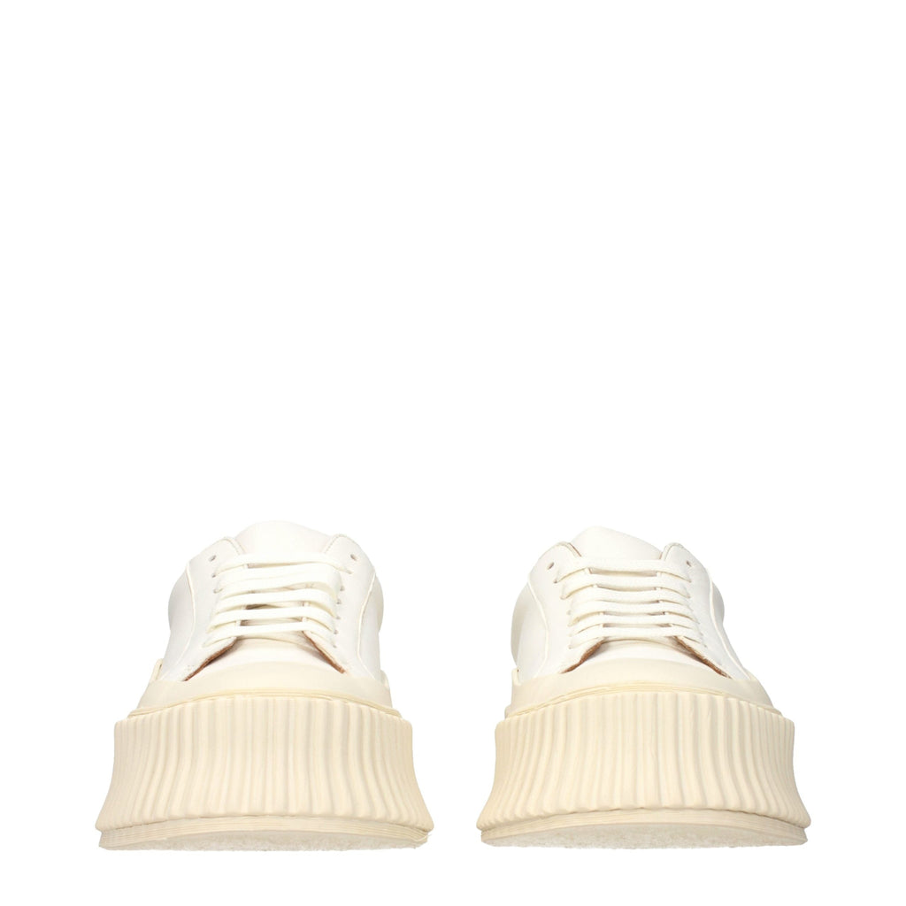 Jil Sander White Leather Platform Sneakers