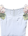 Dolce & Gabbana Light Blue Hydrangea Embellished Cap Sleeve Dress