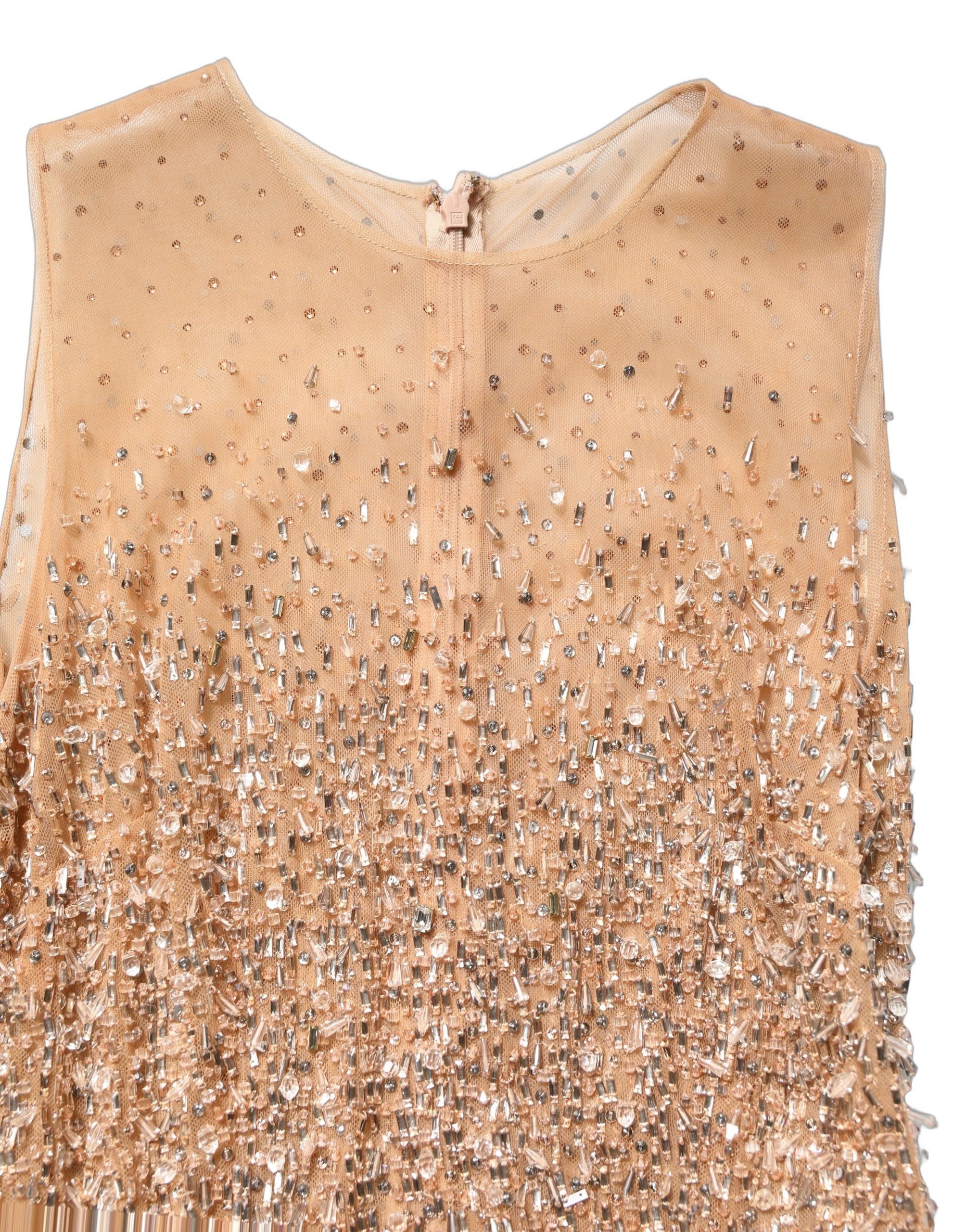 Dolce & Gabbana Brown Crystal Embellished Mermaid Gown Dress