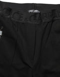 Dolce & Gabbana Black Viscose Mid Waist Skinny Trouser Pants