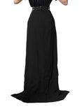 Dolce & Gabbana Black Crystal Embellished High Slit Skirt