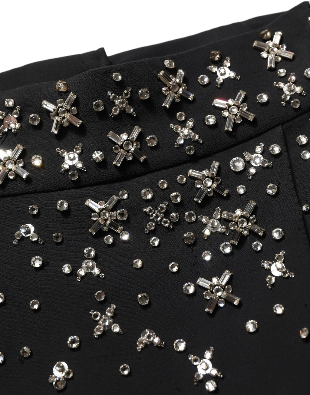Dolce & Gabbana Black Crystal Embellished High Slit Skirt