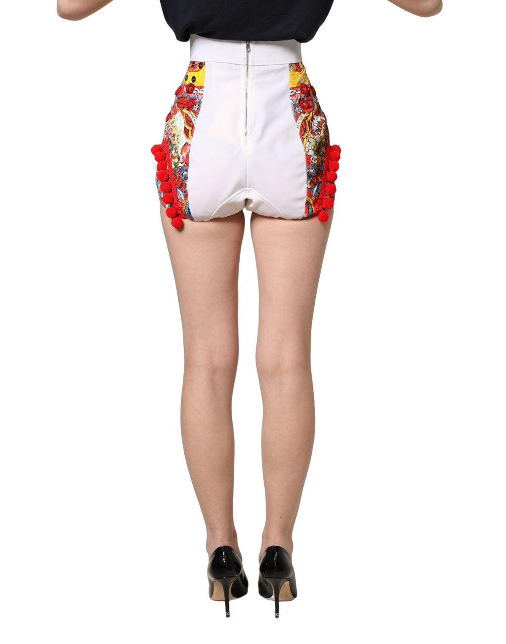 Dolce & Gabbana Multicolor Brocade Jewelled High Waist Hotpants Skirt