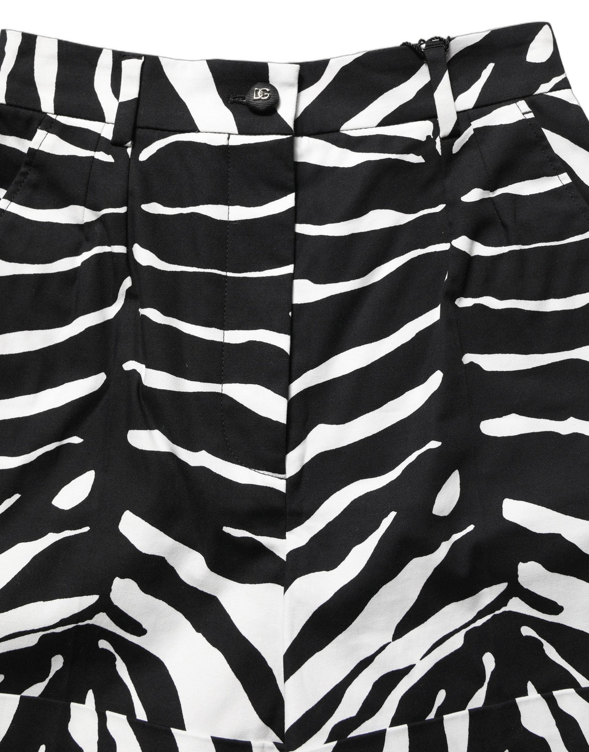 Dolce & Gabbana Black White Zebra Print Cotton High Waist Shorts