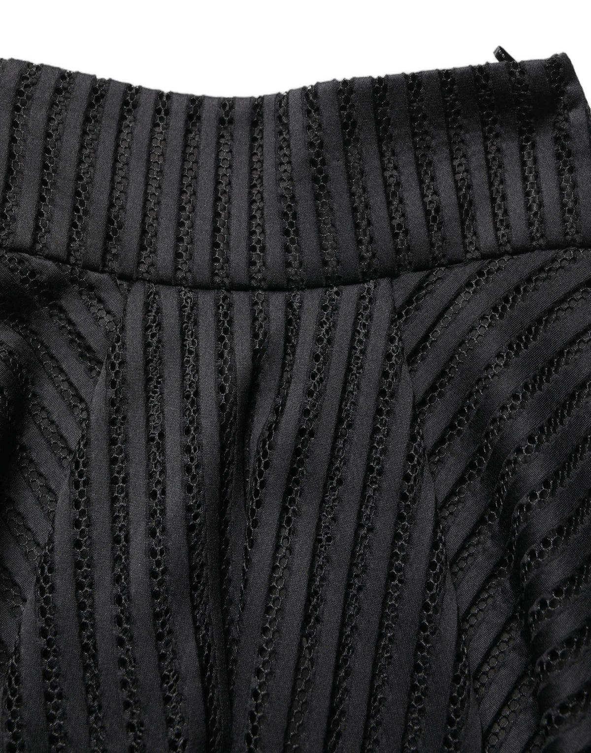 PINKO Cotton Striped Flared Silhouette Aline Midi Black