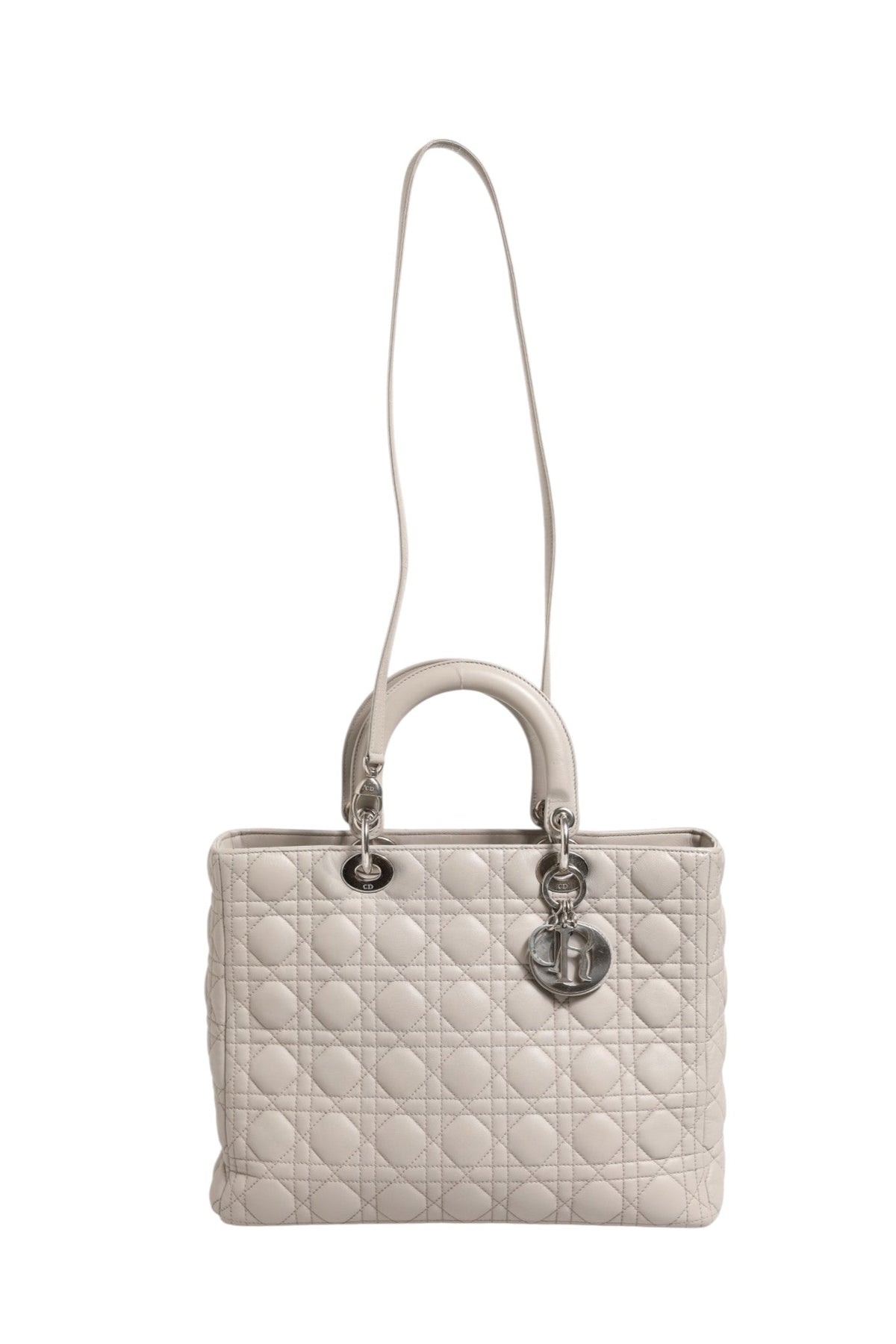 Christian Dior Lady Dior Large Grey Cannage Lambskin Bag