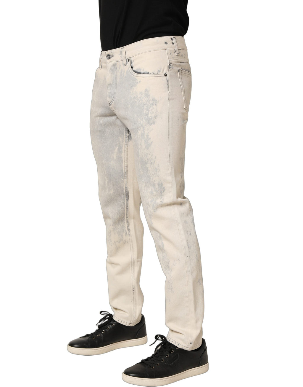 Dolce & Gabbana Beige Tie Dye Cotton Straight Men Denim Jeans