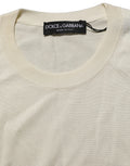 Dolce & Gabbana Off White 3/4 Sleeves Crewneck Pullover Sweater