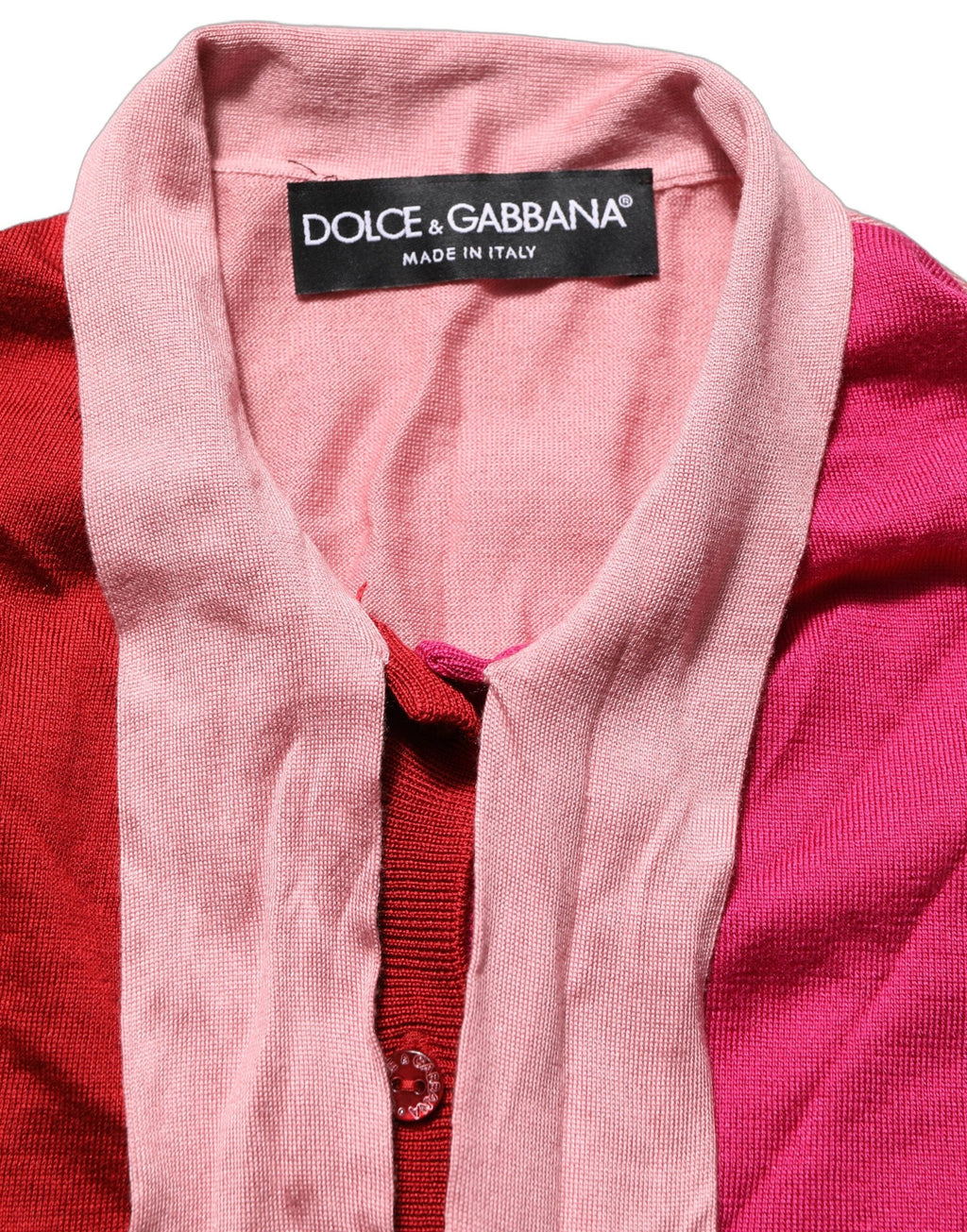 Dolce & Gabbana Pink Short Sleeves Buttoned Ascot Collar Top
