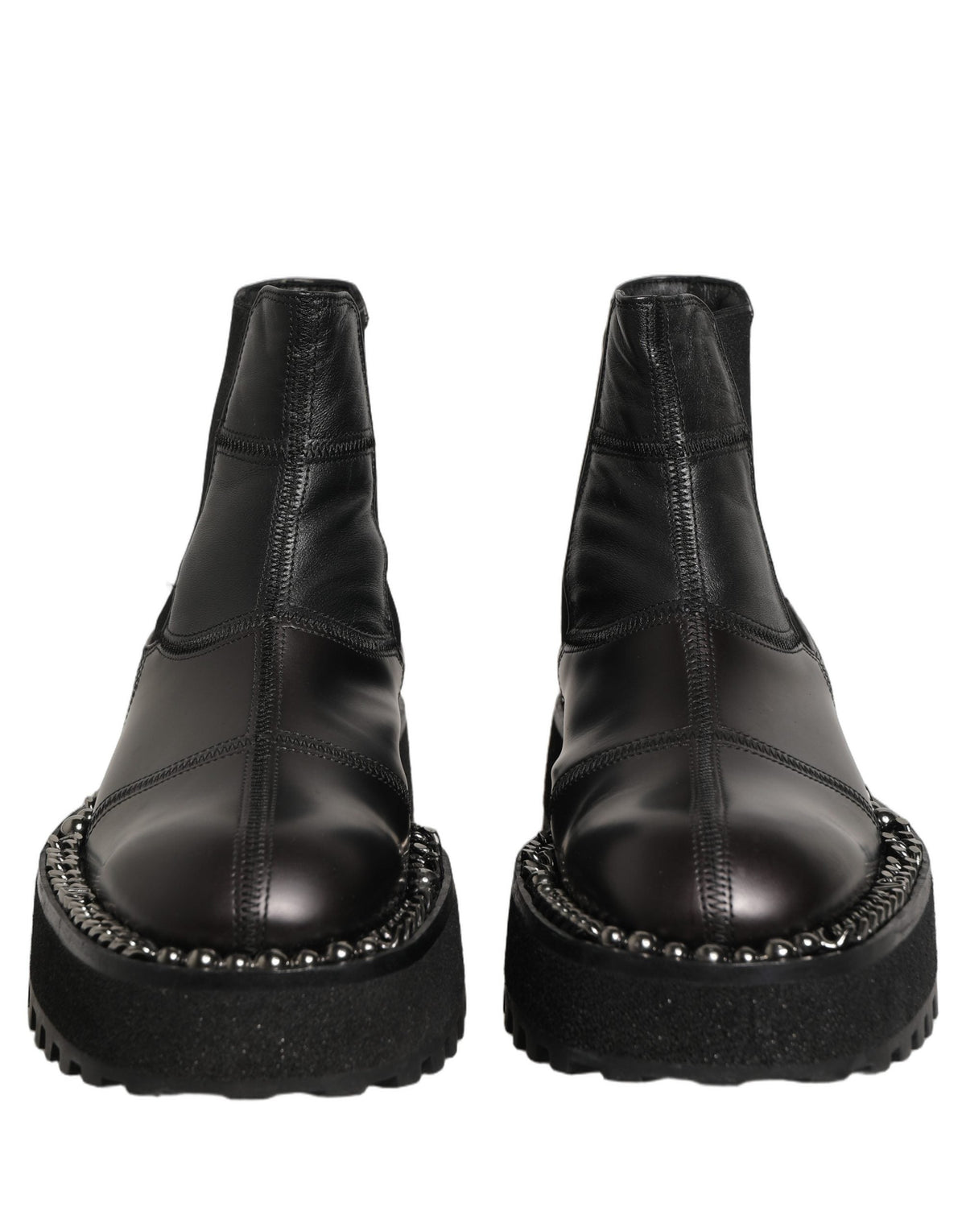 Dolce & Gabbana Black Leather Slip On Chelsea Boots Shoes