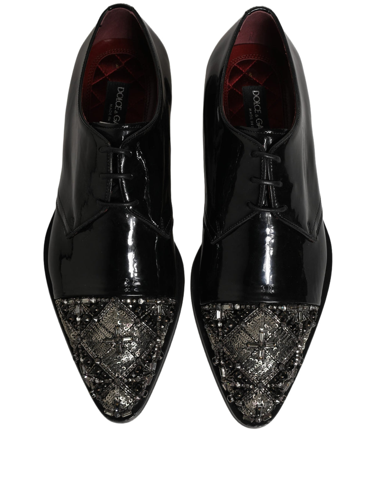 Dolce & Gabbana Black Embellished Men Derby Dress Formal Shoes