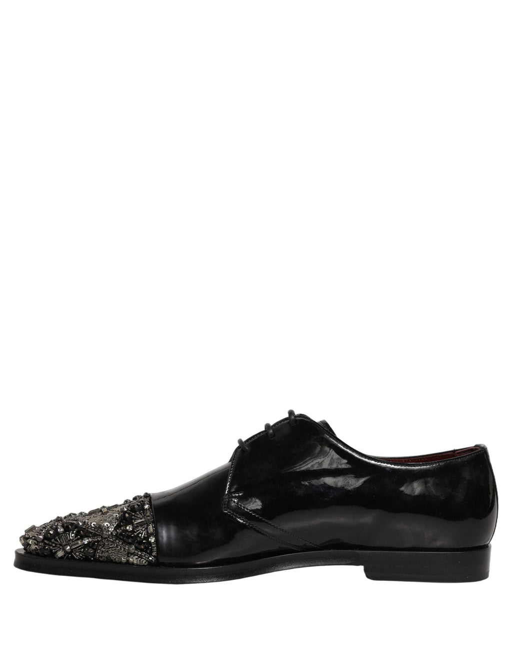 Dolce & Gabbana Black Embellished Men Derby Dress Formal Shoes
