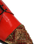 Dolce & Gabbana Red Embellished Men Derby Dress Formal Shoes