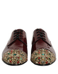 Dolce & Gabbana Maroon Embellished Derby Dress Formal Shoes