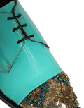 Dolce & Gabbana Aqua Blue Embellished Derby Dress Formal Shoes
