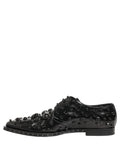 Dolce & Gabbana Black Leather Studded Men Formal Derby Shoes