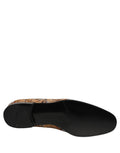 Dolce & Gabbana Gold Brocade Baroque Men Loafers Shoes
