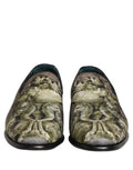 Dolce & Gabbana Brown Baroque Print Slip On Loafers Shoes