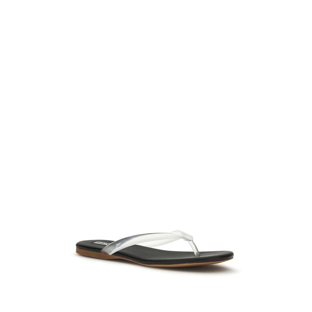 Senso Black Calf Leather Bos Taurus Flip-Flop Sandals