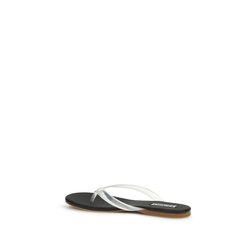 Senso Black Calf Leather Bos Taurus Flip-Flop Sandals