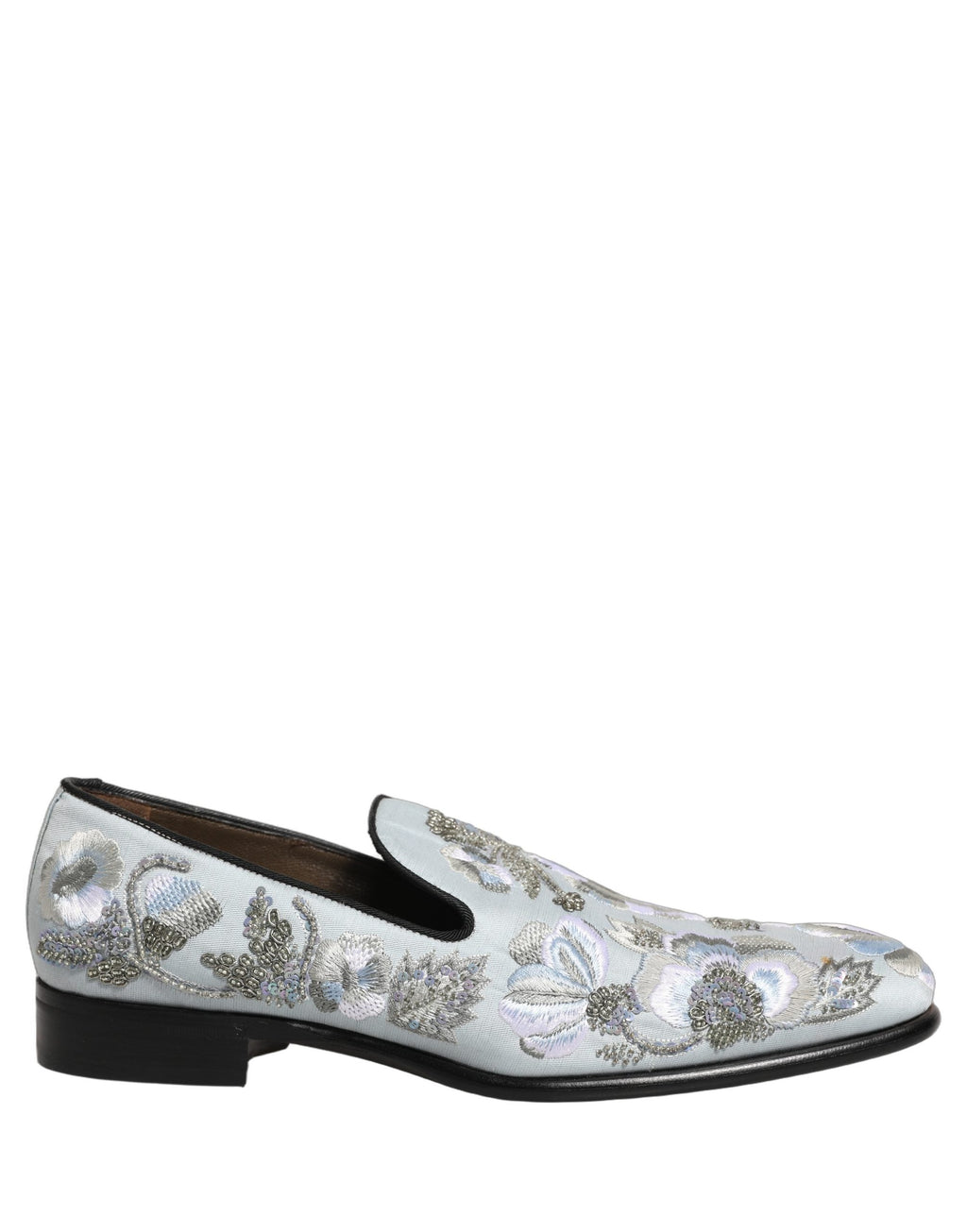 Dolce & Gabbana White Floral Embellished Men Loafers Shoes
