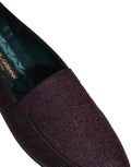 Dolce & Gabbana Maroon Glitter Lurex Logo Dress Loafers Shoes