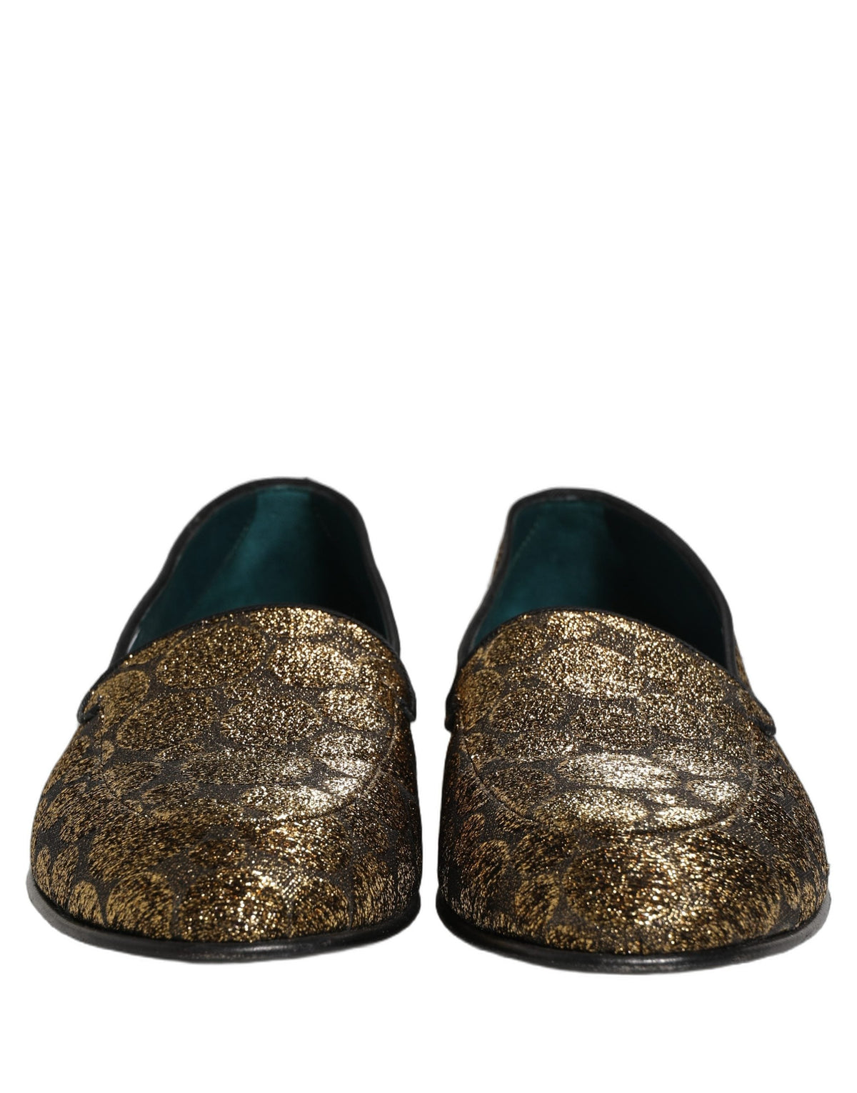 Dolce & Gabbana Gold Lurex Glitter Men Slip On Loafers Shoes