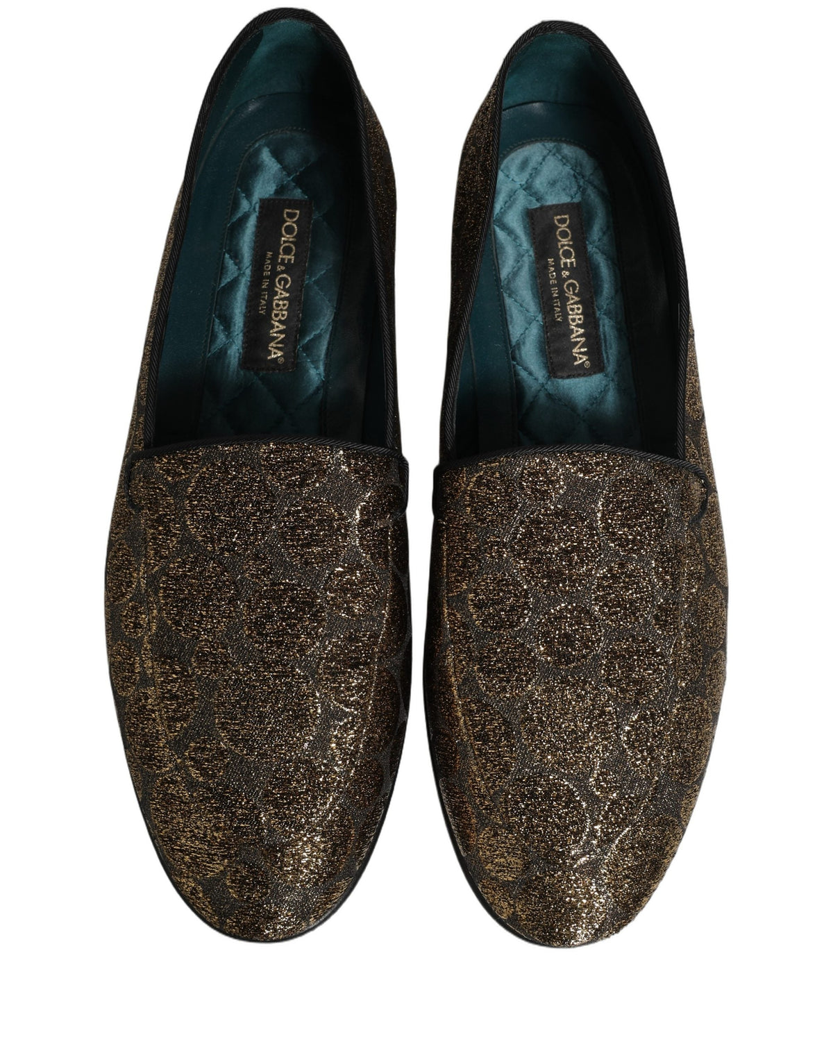Dolce & Gabbana Gold Lurex Glitter Men Slip On Loafers Shoes