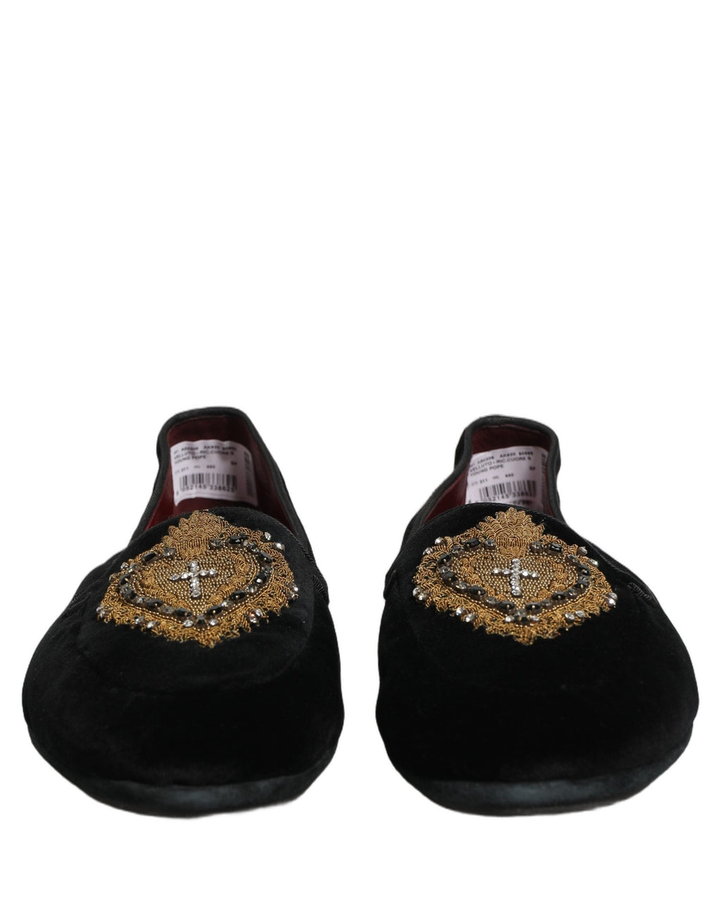 Dolce & Gabbana Black Velvet Sacred Heart Dress Loafers Shoes
