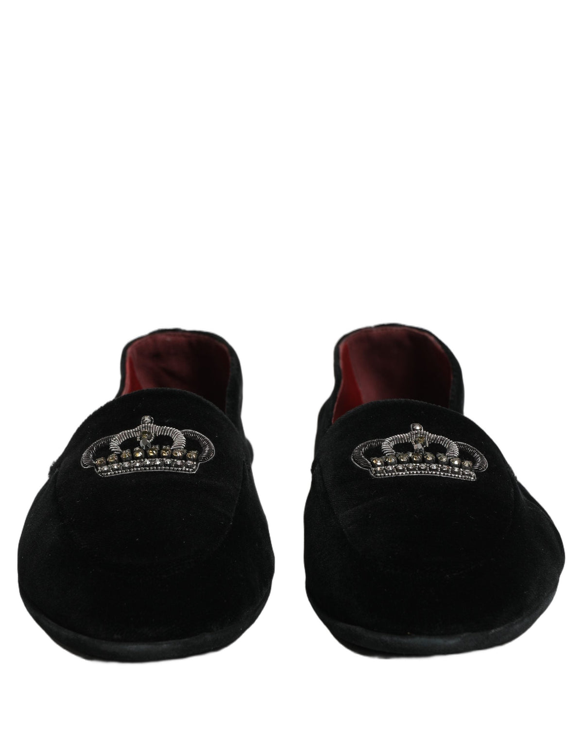 Dolce & Gabbana Black Crown Embellished Dress Loafers Shoes