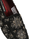Dolce & Gabbana Black Crystal Embellished Dress Loafers Shoes