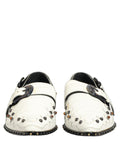 Dolce & Gabbana White Studded Formal Dress Monk Strap Shoes