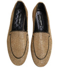 Dolce & Gabbana Gold Crystal Embellished Men Loafers Shoes