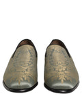 Dolce & Gabbana Gold Floral Jacquard Slip On Loafers Shoes