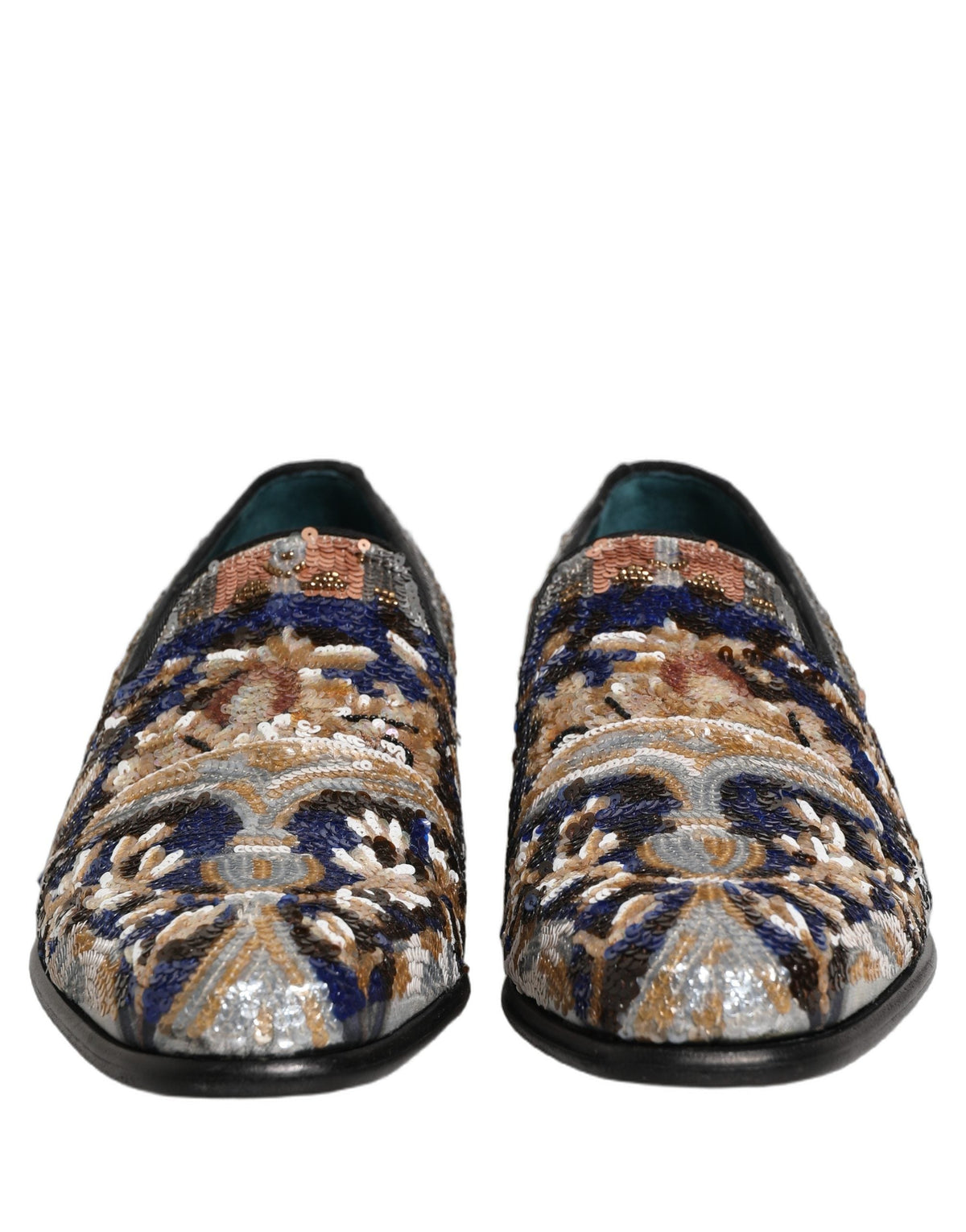 Dolce & Gabbana Multicolor Embroidered Sequin Loafers Shoes
