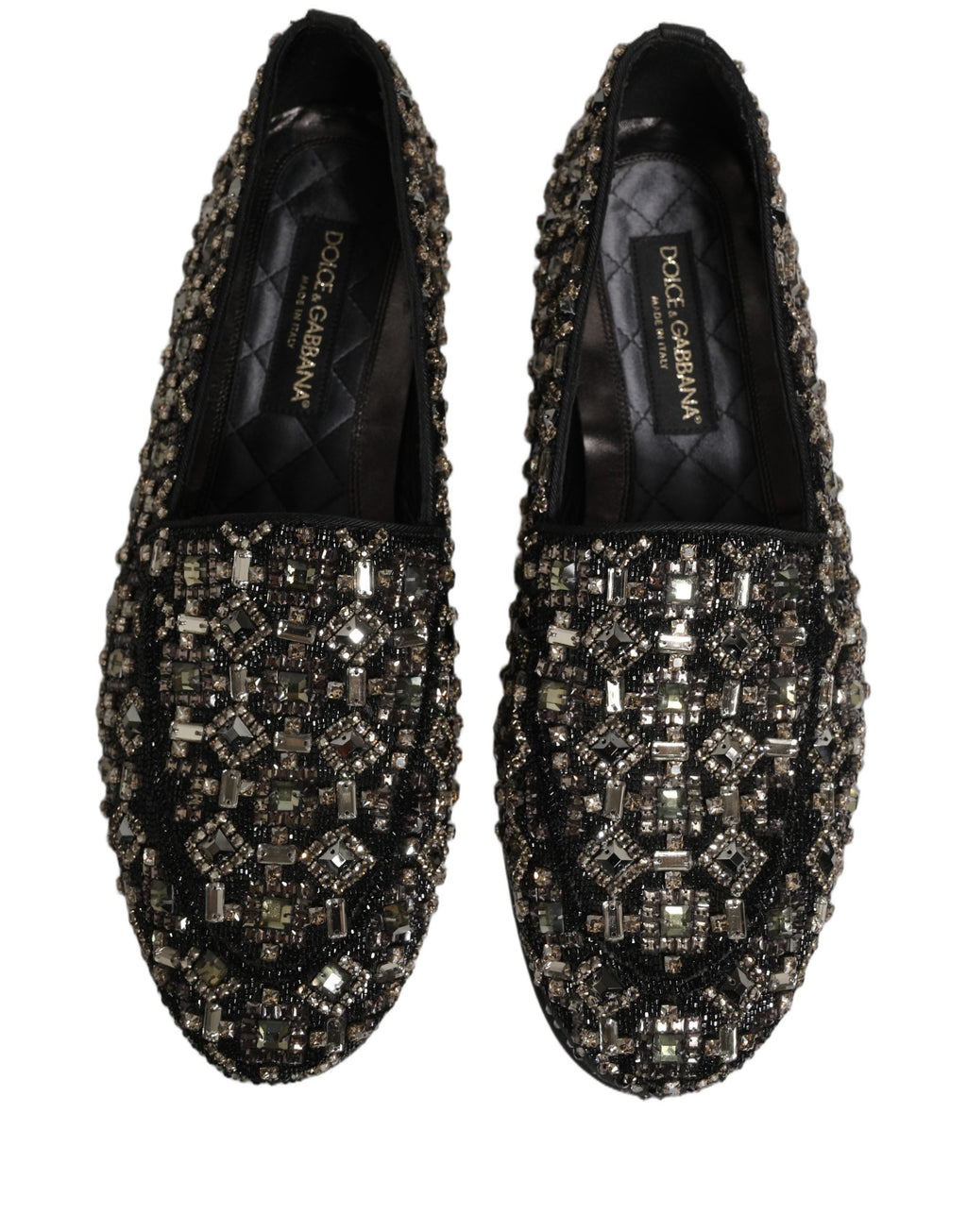 Dolce & Gabbana Silver Leather Logo Slip On Loafers Shoes