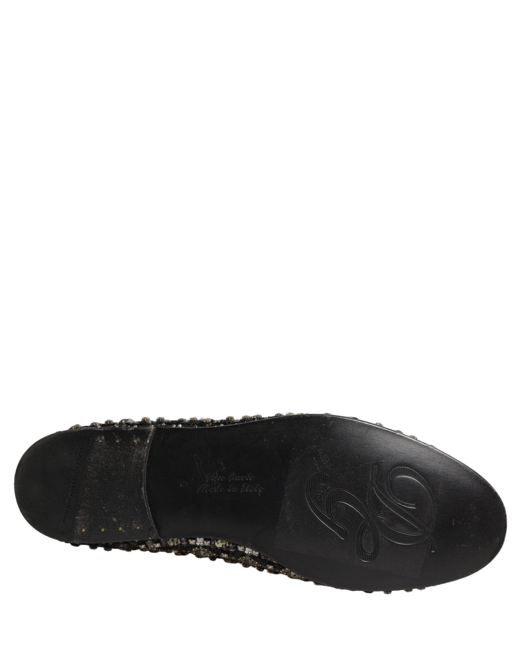 Dolce & Gabbana Silver Leather Logo Slip On Loafers Shoes
