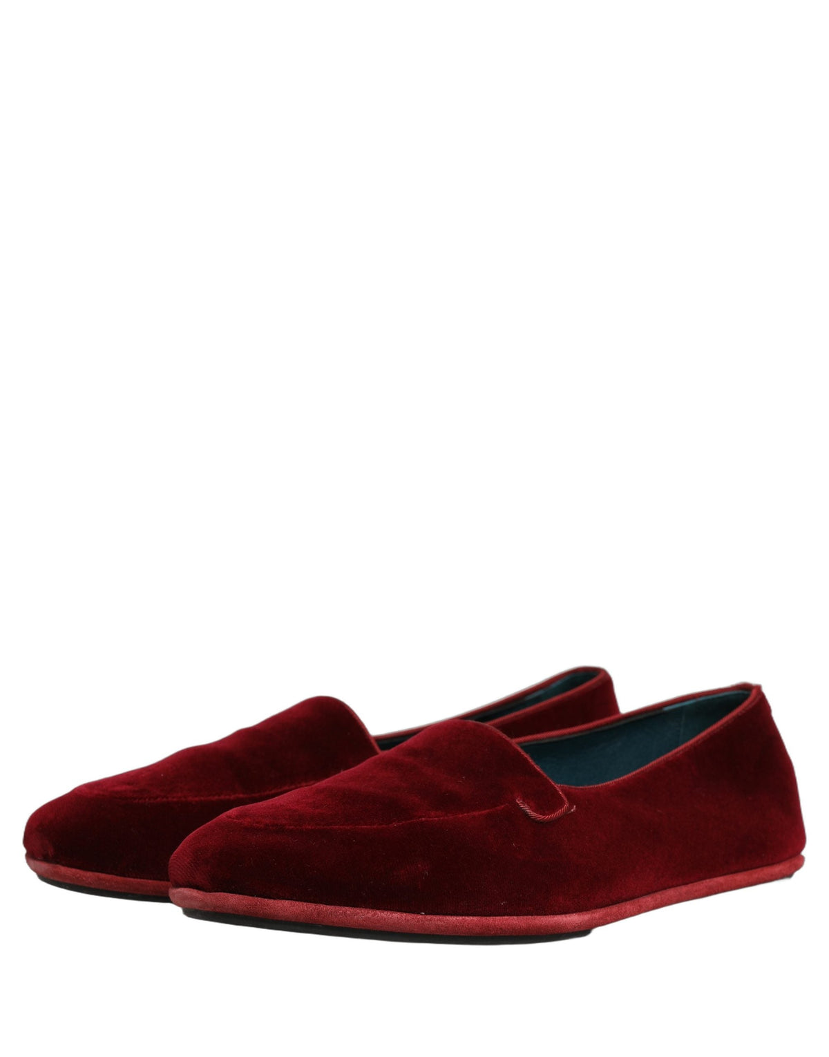 Dolce & Gabbana Maroon Velvet Slip On Men Flats Loafers Shoes