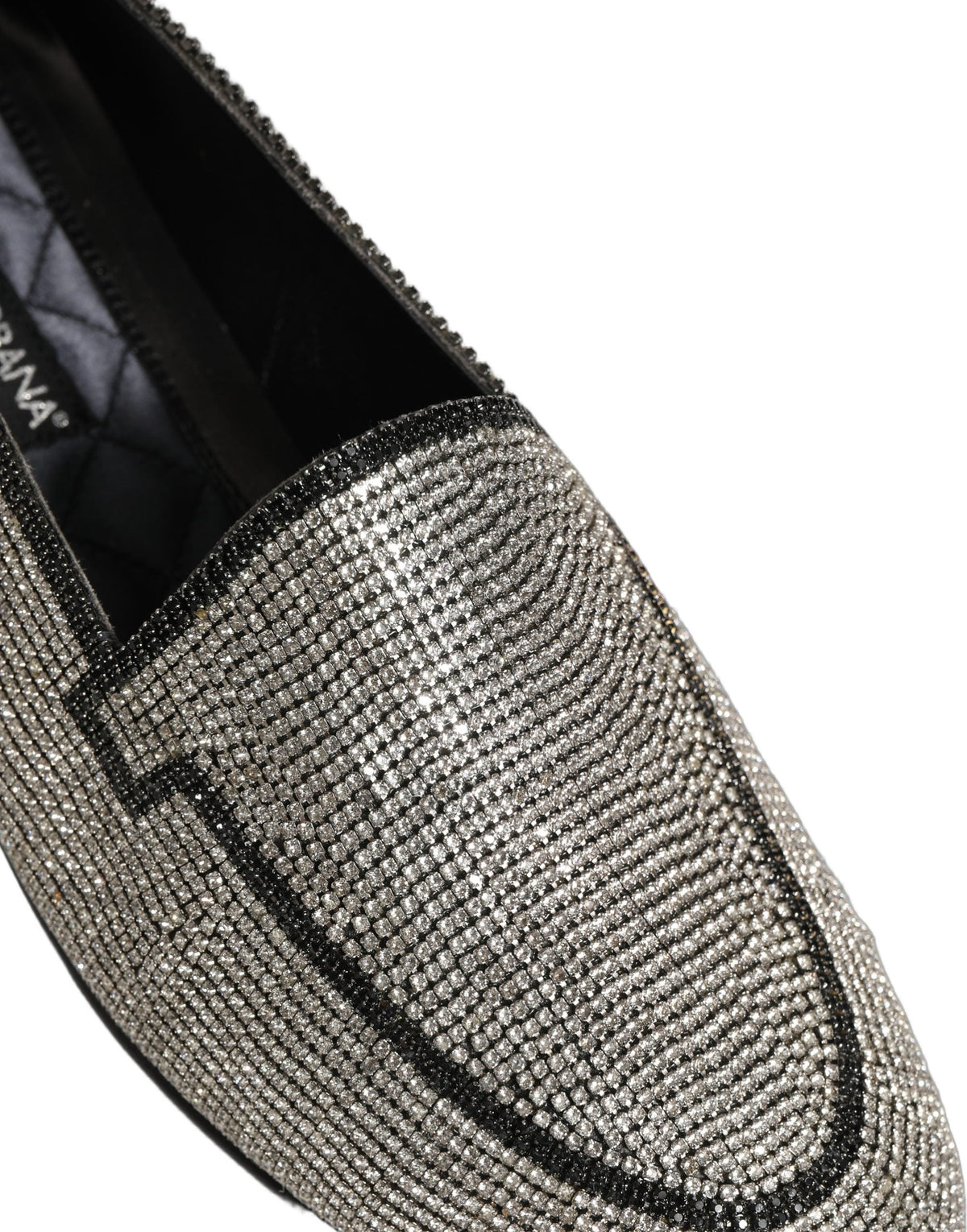 Dolce & Gabbana Silver Crystal Embellished Men Loafers Shoes