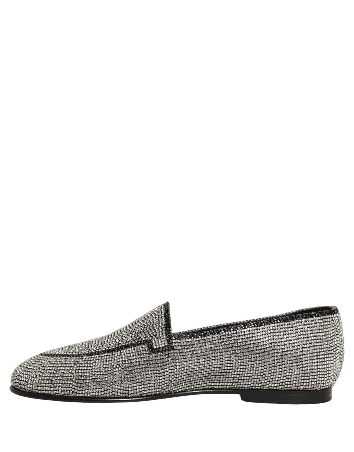 Dolce & Gabbana Silver Crystal Embellished Men Loafers Shoes