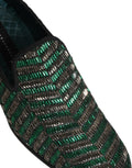 Dolce & Gabbana Silver Green Embellished Dress Loafers Shoes